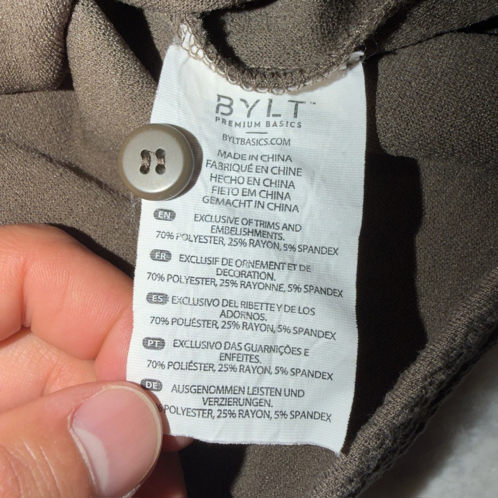 BYLT Serene Shacket Womens Small Dark Taupe Button Front Overshirt - Picture 9 of 11